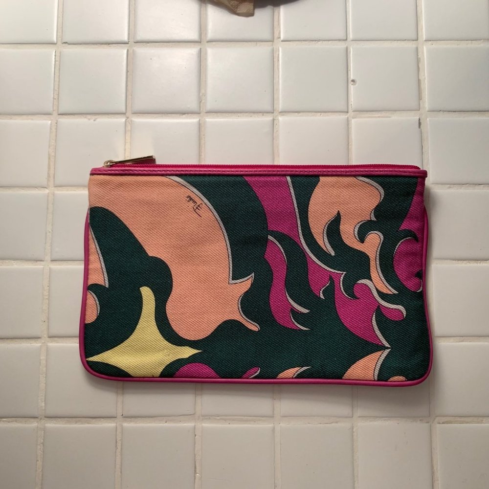 NWOT Emilio Pucci Leather Trim Pouch